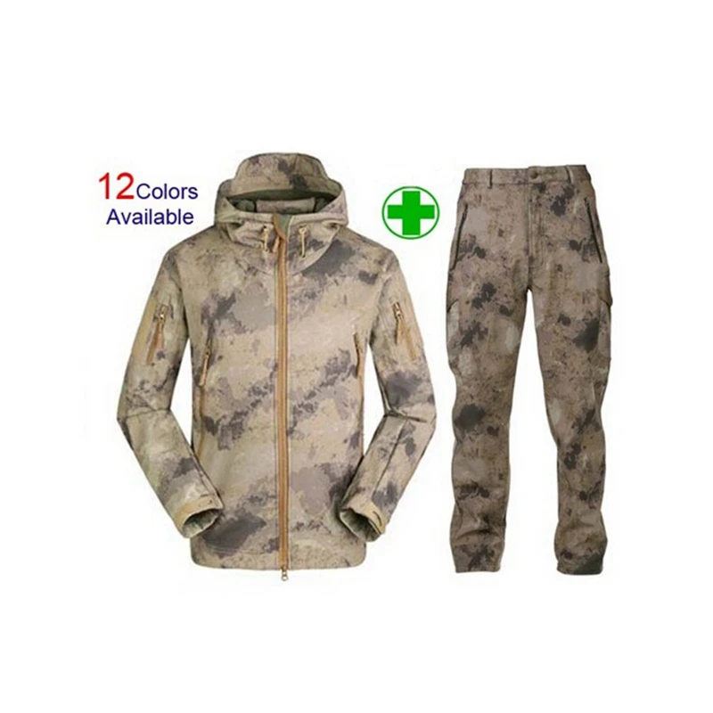 Tactical Shark Skin V5.0 Softshell Jacket Pants Windbreaker Waterproof Hoodie Clothes Hunting shooting Camo Suit Coat