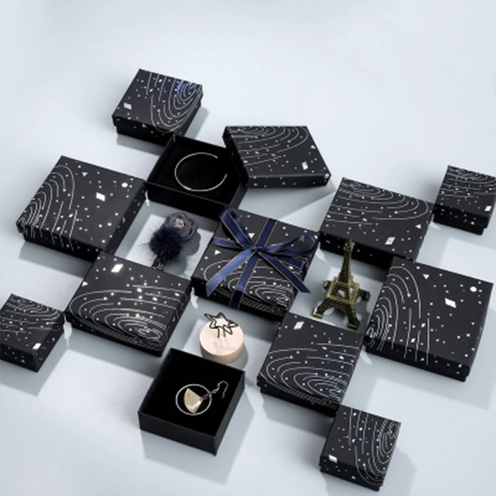 Jewelry Display Box Starry Sky Pattern Gift Case for Bracelet Necklace Ring Packaging Present Wedding Bride Jewelry Organizer