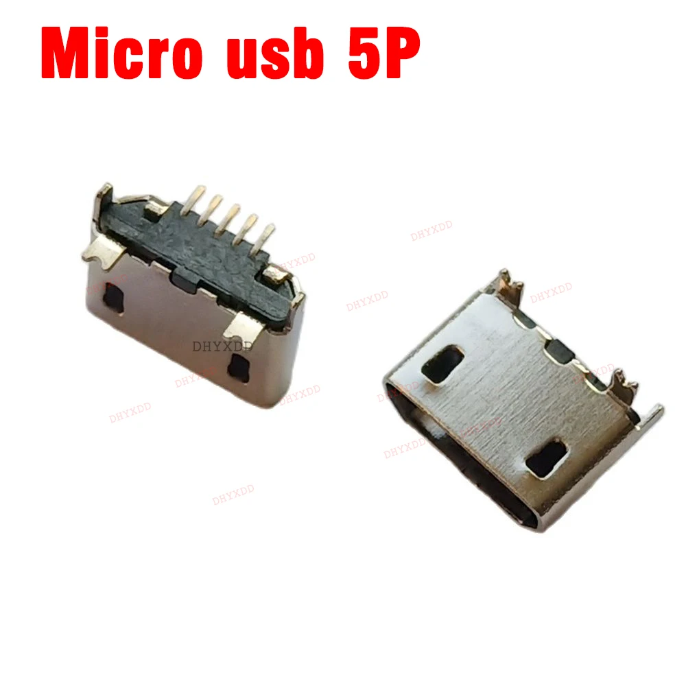 10pcs Micro USB 5pin mini Connector 90 180 Degree Vertical Patch Mobile Charging Port Jack Socket Dock