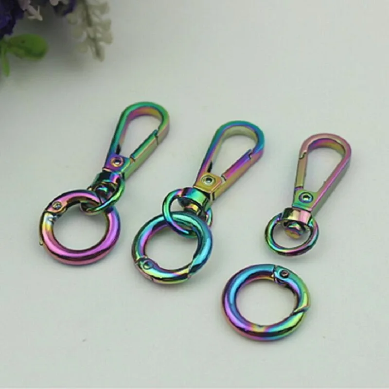 

10pcs/lot new metal color shoulder strap chain spring opening hook ring key chain handbag hardware accessories