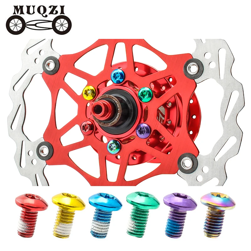 MUQZI 12PCS Colorful Rotor Disc Brake Screw T25 M5*9mm Disc Rotor Screw MTB Road Bike Brake Fixing Bolt Cycling Accessories