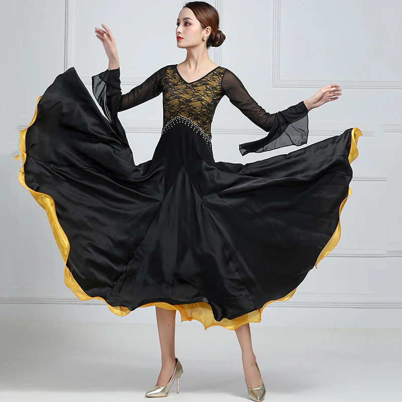 Ballroom Dance Dress Women Competition Modern Tango Costumes  V-neck Standard Waltz Party Performance Clothes Stage Dancewear