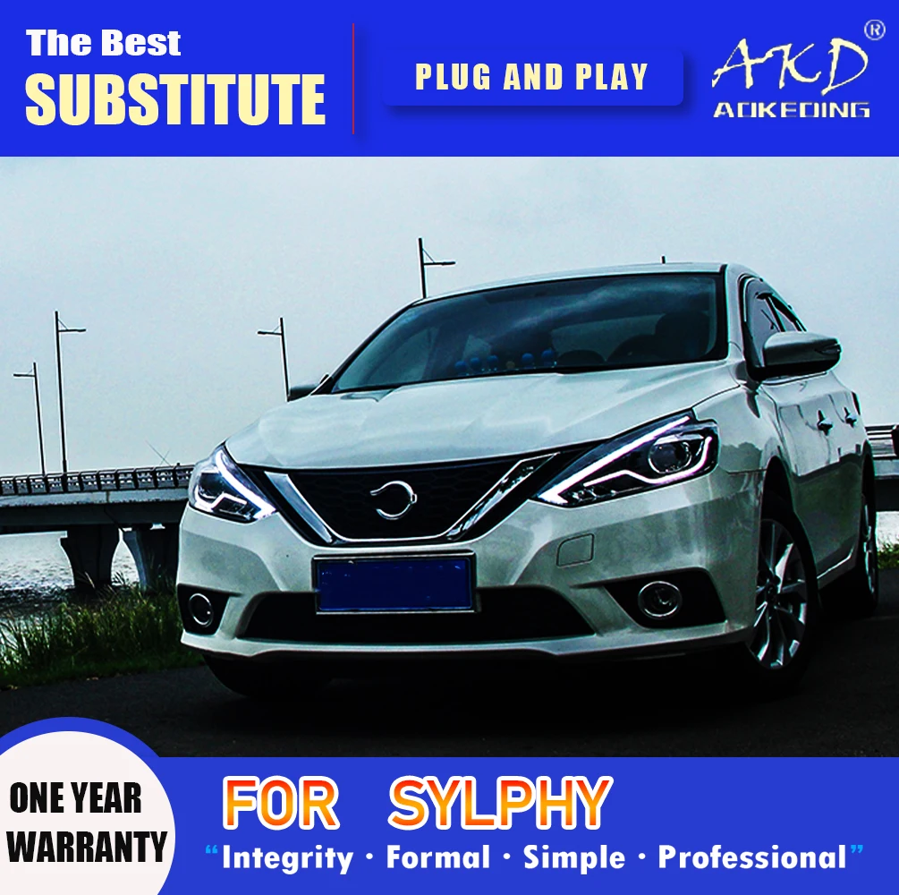 

AKD Head Lamp for Nissan Sylphy Sentra LED Headlight 2016-2018 Headlights Sylphy DRL Turn Signal High Beam Angel Eye Projector