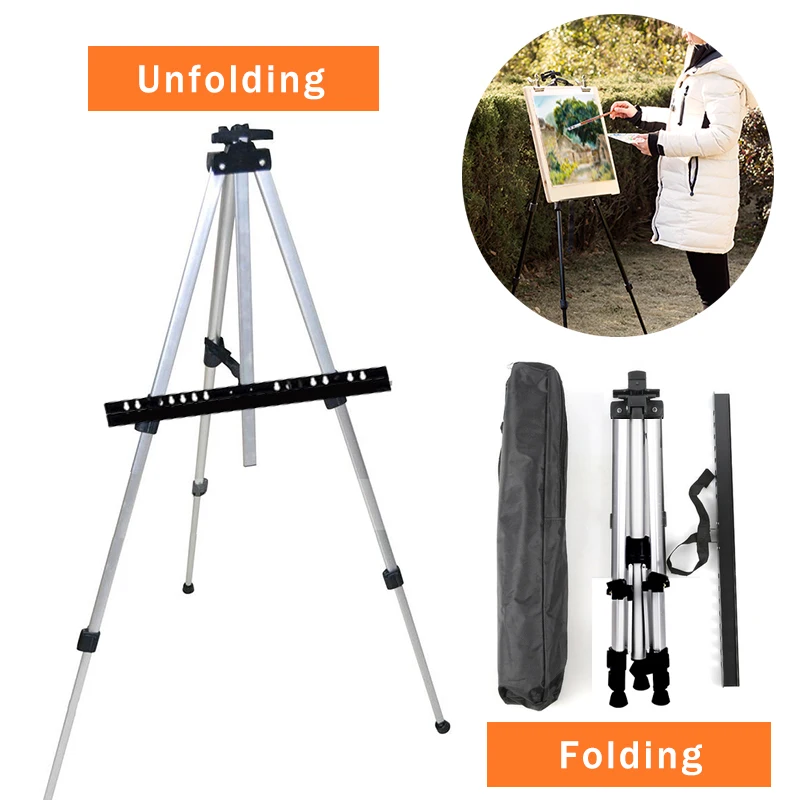 

Adjustable Metal Telescopic Triangle Easel Sketch Travel Drawing Easel Supplies Stable Lightweight Retractable Easel Portable