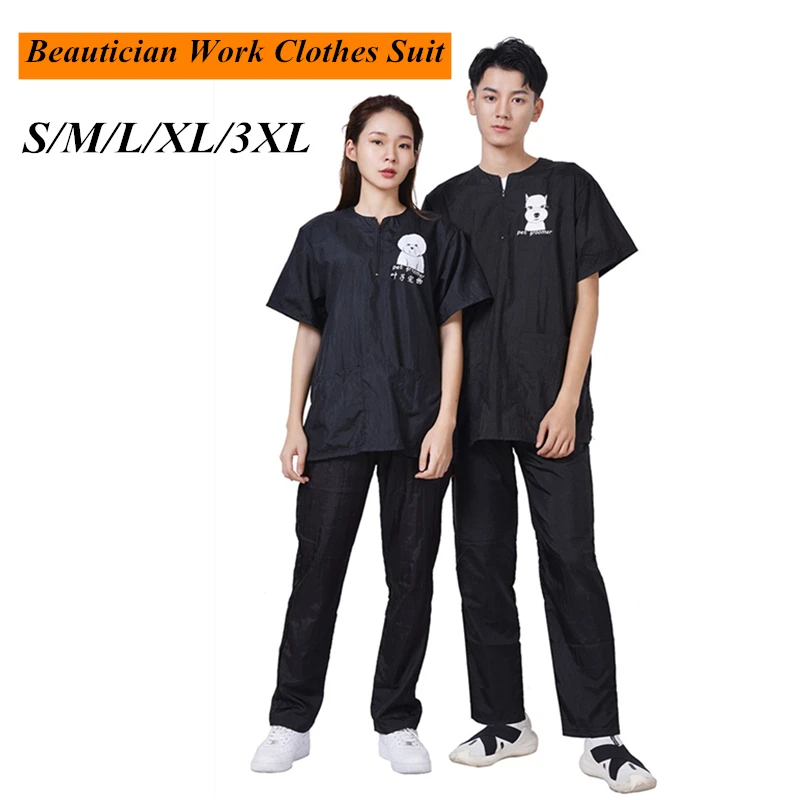 Pet Groomer Uniform Suit Waterproof & Breathable Soft Pet Beautician Overalls Set Pro Groomer Work Clothes S/M/L/XL/3XL G0203