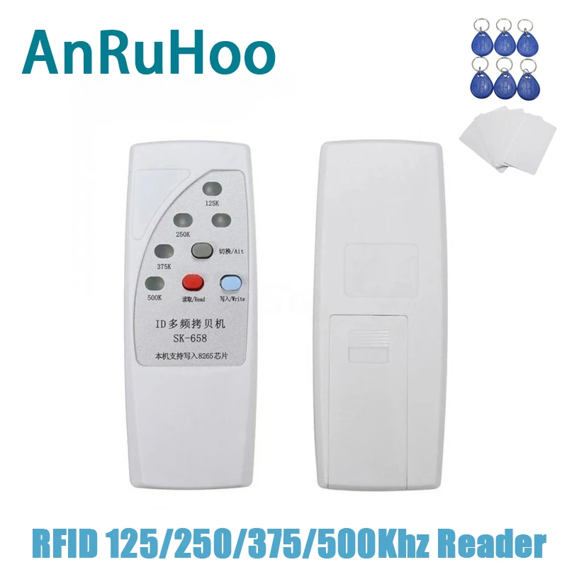 Handheld Rfid Smart Chip Card Reader Id-125/250/375/500khz Writer T5577 Key Duplicator Em4305 Clone Badge Tag Copier