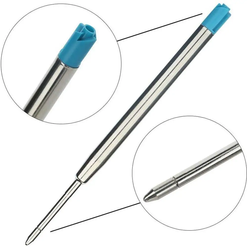 5pc Balck / Blue Metal Pen Replacement Fit For Parker style metal Ballpoint Pen Refills