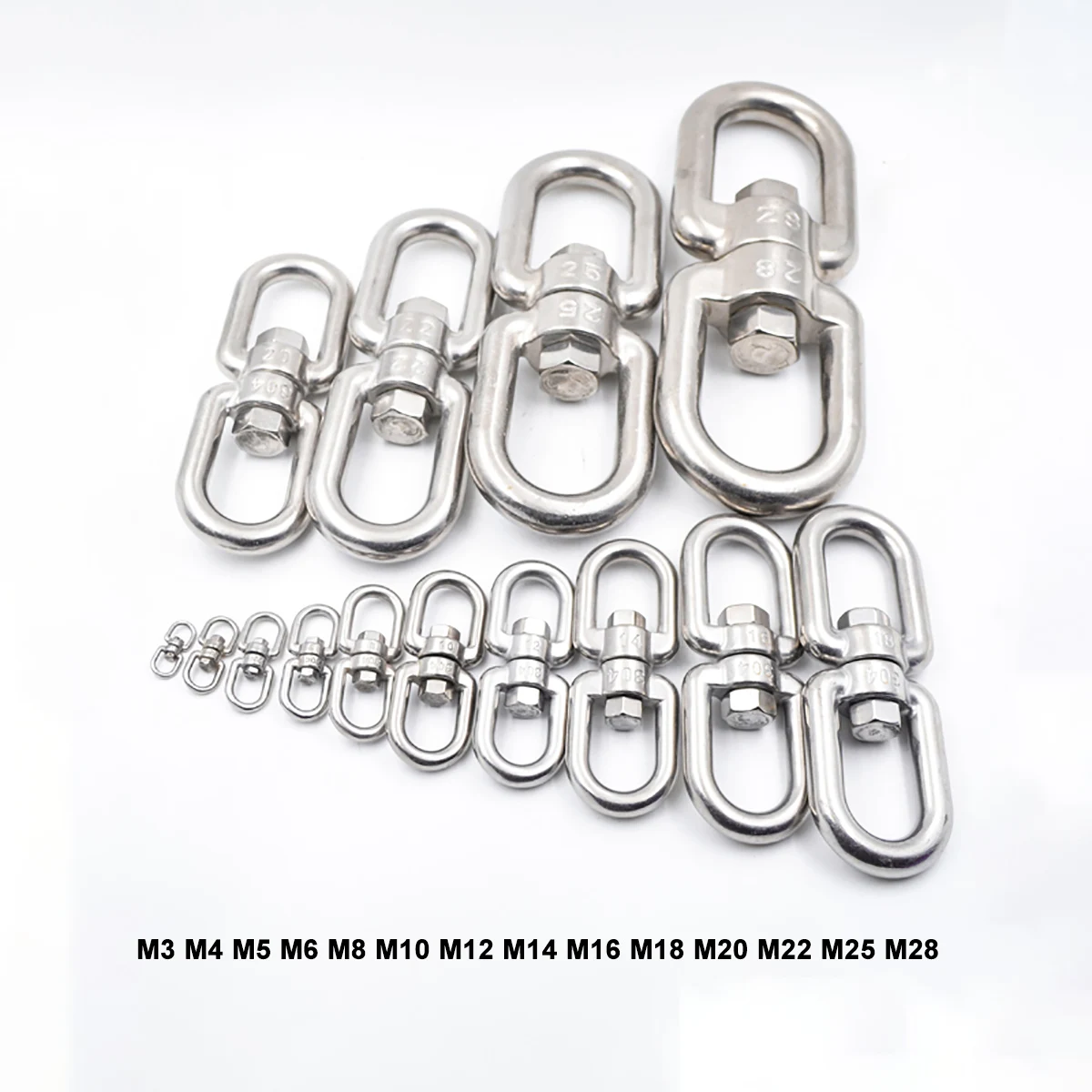 1pcs 304 Stainless Steel 8 shape Rotating Ring M3 - M20 Wire Rope Lock Chain Connecting Buckle Multifunctional Lock Shackle