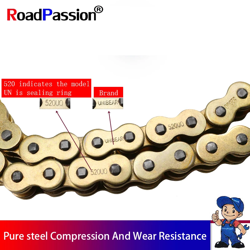 

530*120 Motocross ATV Dirt-bike Motorcycle Drive Chain Parts 530 Heavy Duty Gold O-Ring Chain 120 Links For YAMAHA For KAWASAKI