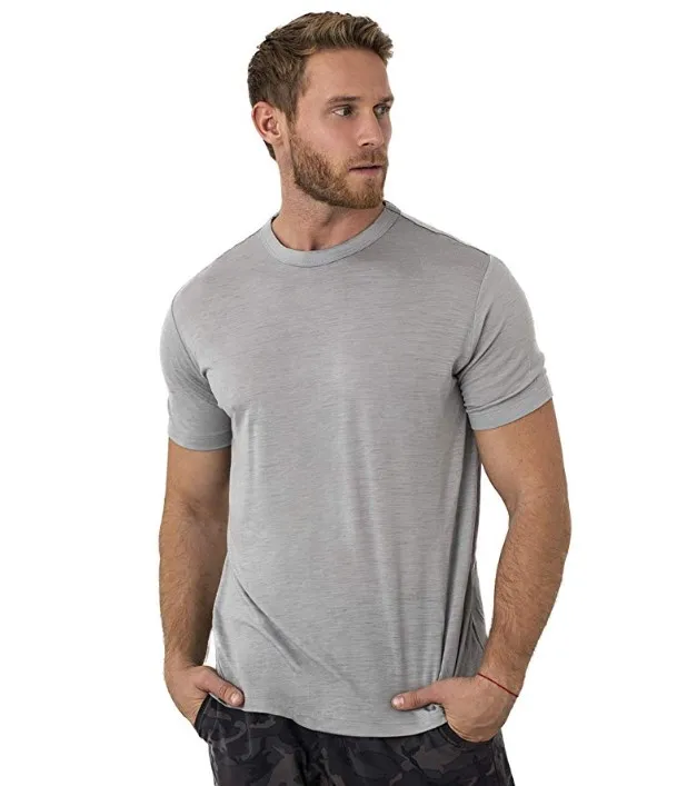 100% Merino Wool T Shirt Men Base Layer Merino Tshirt 180G Everyday Undershirt Wicking Breathable Anti-Odor + Hiking Blend Socks