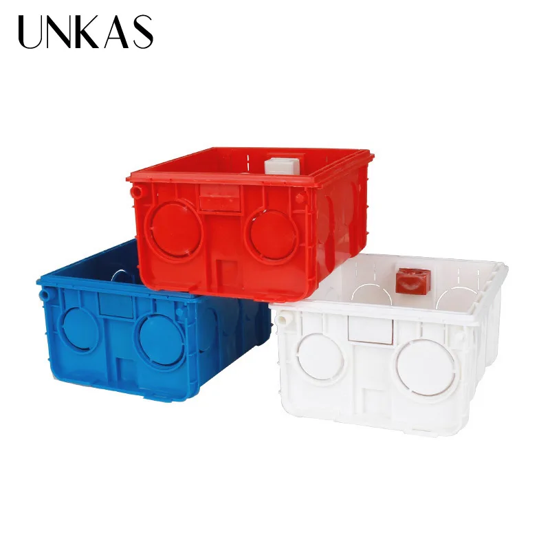 UNKAS-caja de montaje ajustable de plástico PVC, Cassette interno 86x83x50 para interruptor y enchufe tipo 86, nuevo diseño