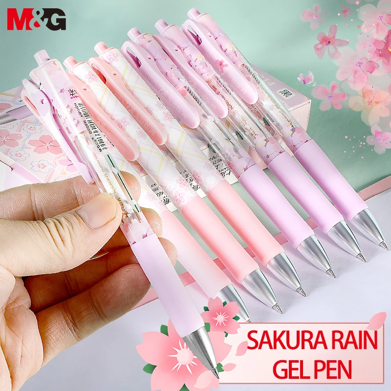 

M&G Sakura Rain 0.5mm Rollerball Pen Bullet/Needle Pen Cute Roll Gel Pens Quick-Dry Ink Fine Signature Pen School Office