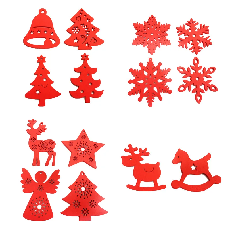 

DIY Christmas Scrapbooking Accessories Xmas new Year Christmas Tree Hanging Ornaments Wooden Crafts Assorted Styles Pack 10pcs