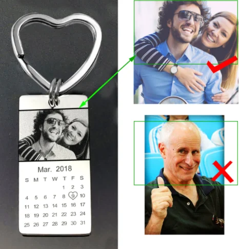 Custom Personlized Photo Calendar Keychain Couple Anniversary Custom Engraved  Photo Keychain As a Gift