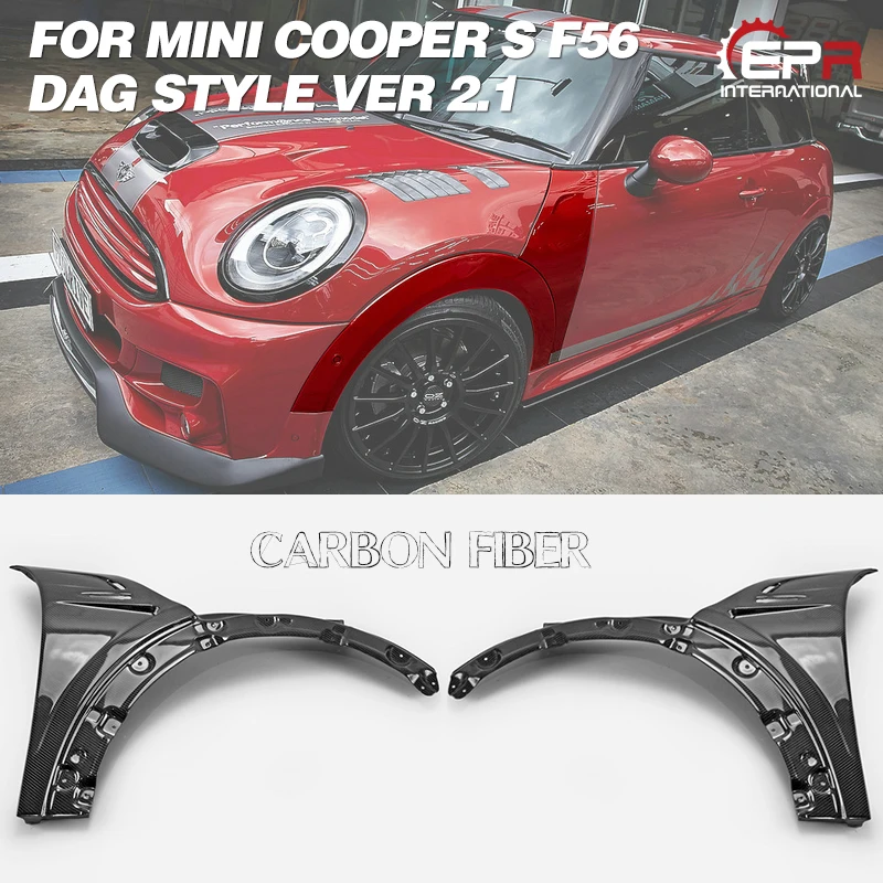 Car Accessories For F56 Mini Cooper S DAG Style Carbon Fiber Vented Front Fender Glossy Finish Wheel Flare Arch Cover Body Kit