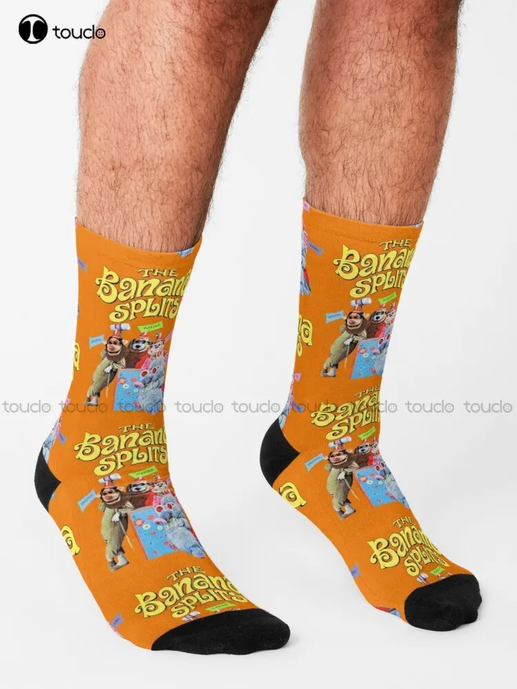 The Banana Splits Retro Cast - Drooper Fleegle Bingo Snorky Socks Mens Socks Black Personalized Custom 360° Digital Print