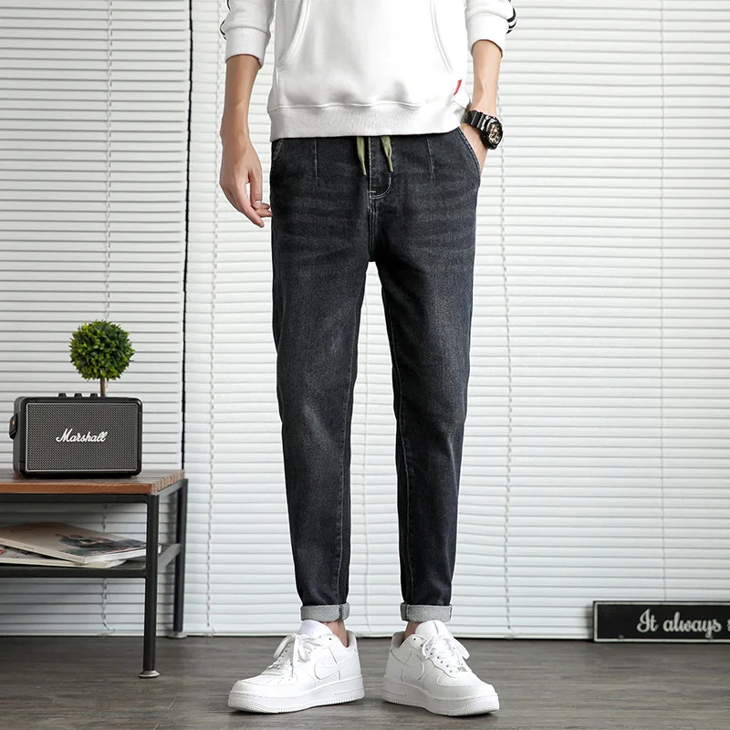 

Autumn New Advanced Stretch Men's Jeans Casual Regular Fit Soft Fashion Cotton Little Feet Denim Pants Male Brand Trousers