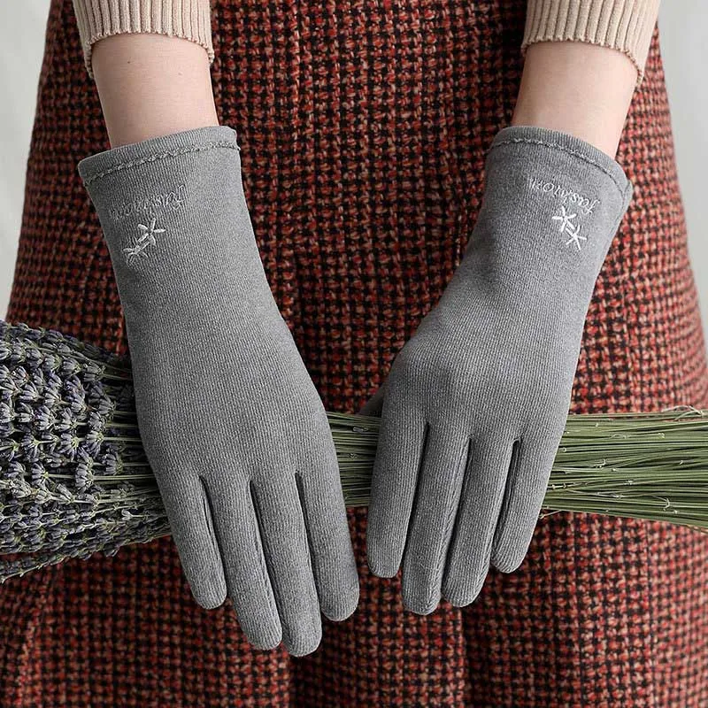 

Women Winter Keep Warm Soft Breathable Touch Screen Driving Gloves Female Elegant Snowflake Embroidery Sport Cycling Mittens I14