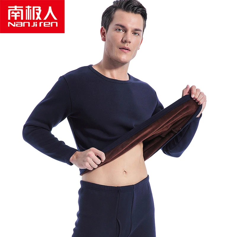 NANJIREN Men Brand Thermal Underwear Sets Men Red Warm Casual Underwear Hight Stretch Long Johns Set Old MenThermal Pajamas