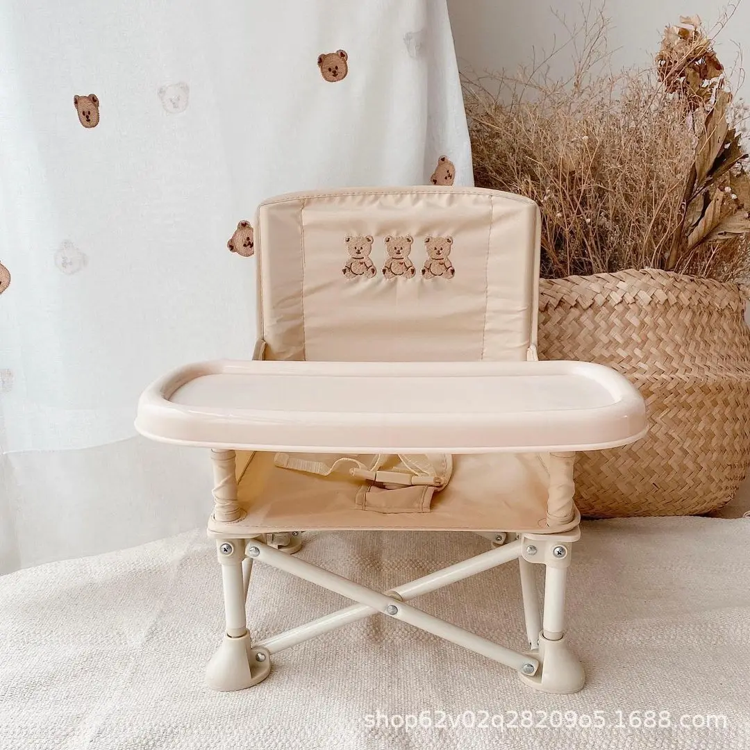 Chaise de salle à manger pliable pour bébé, chaise de pique-nique pour enfants, ours en métal mignon, chaise d'extérieur pour bébé, accessoires de question de manger, photo