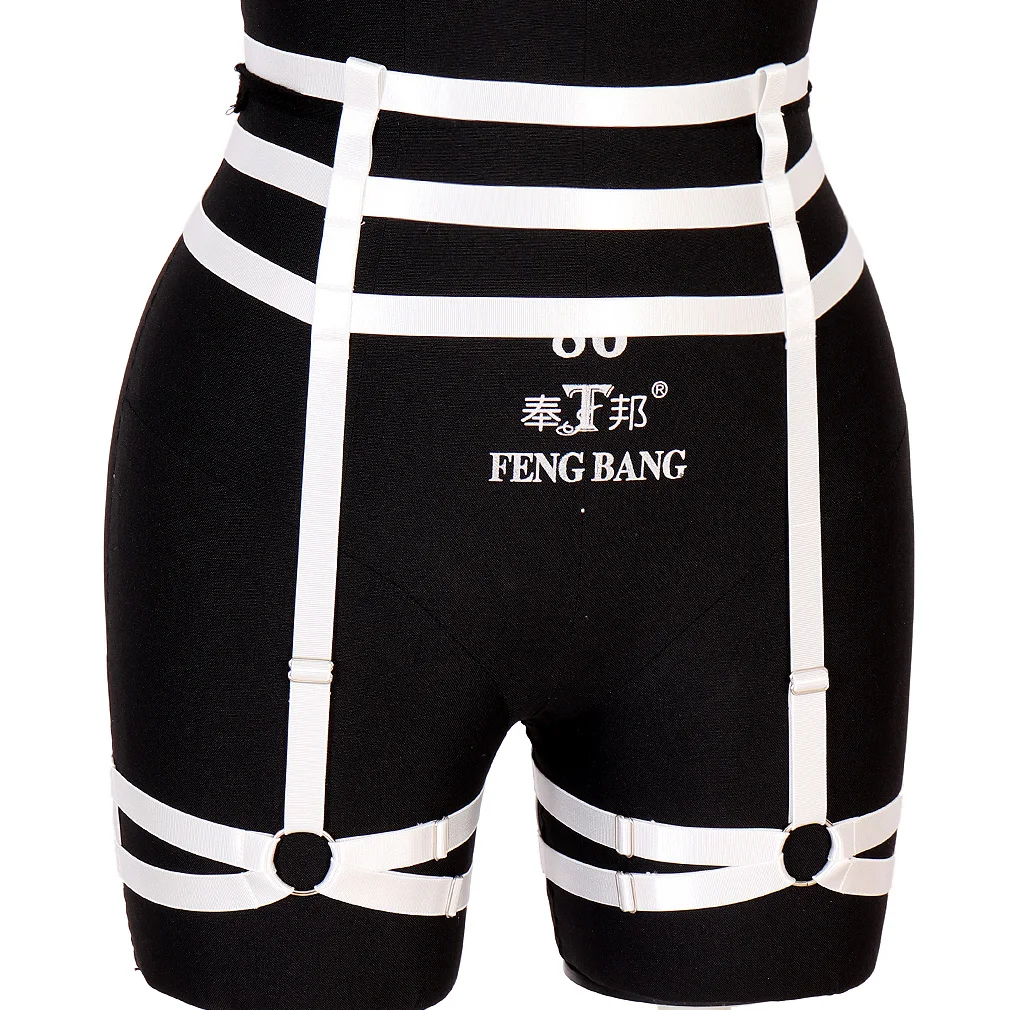 Red Fetish Black Gothic Garter Belt Body Harness Rave Festival Sexy Lingerie Bondage Stocking Leg Harness Pole Dance Garter