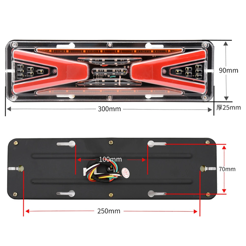 12V/24V LED Car Truck Tail Light Turn Signal Rear Brake Light Reverse Signal Lamp Tractor Trailer Lorry Bus Campers RV Tractor