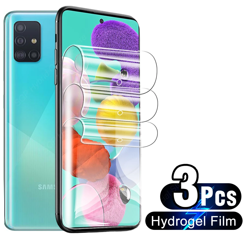 3 Pcs Full Glue Hydrogel Film Protective For Samsung Galaxy A51 Screen & Back Protector On A5 A 5 1 M 51 M51 Not Tempered Glass