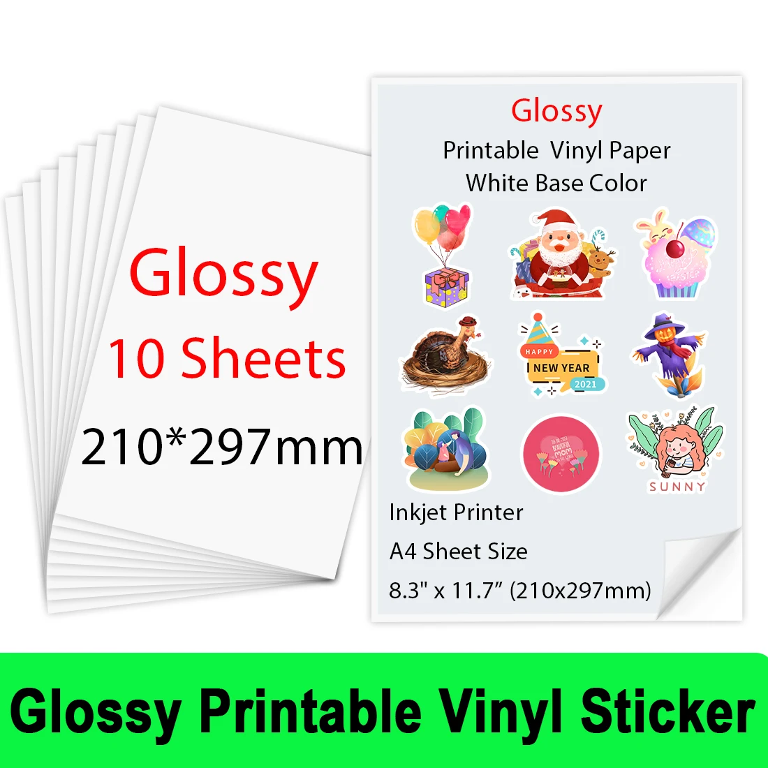 10/30/50/100 Vellen A4 Transparant Afdrukbaar Vinyl Sticker Papier Waterdicht Zelfklevend papier voor Voor Inkjet Printer DIY Label