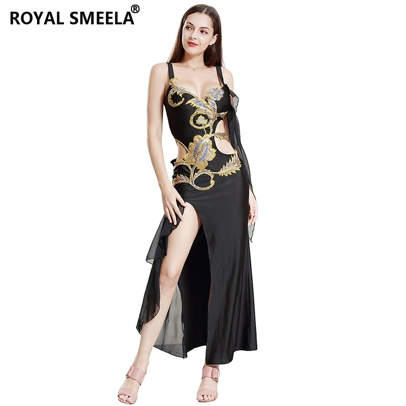 Spaghetti Strap Belly Dance Dress Long Belly Dancing Outfit Embroidery Sequin Oriental Dance Costumes Belly Dance Costume Women