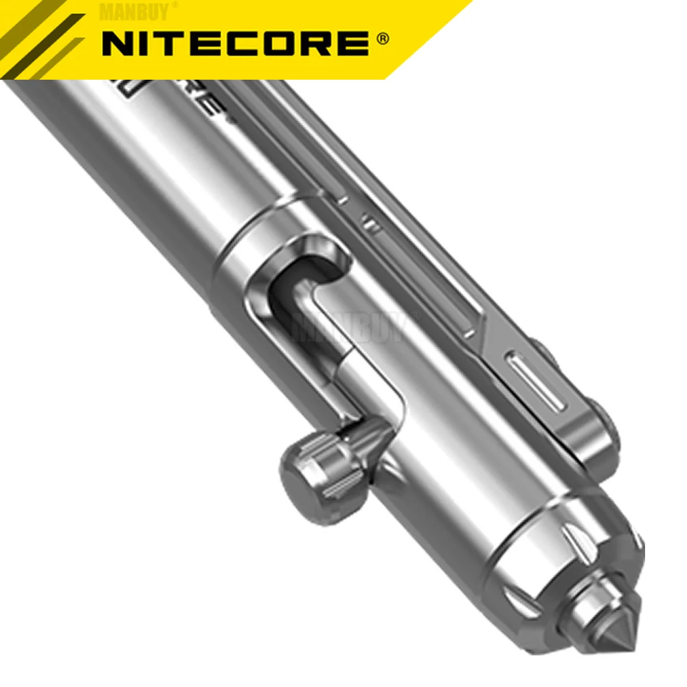 Authentic Nitecore NTP30 Bolt Action Tactical Pen Self-defense Titanium Alloy Tools Ergonomically Tungsten Steel Tapered Tip