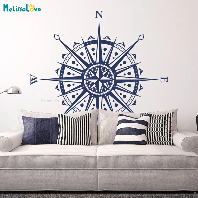 Symmetrical Shape Compass Wall Strickers Decals New Design Home Office Coffee Shop Art Murals Simplicity Vinyl YT5392