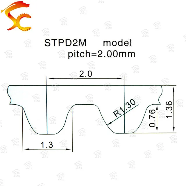 S2M-1250-6/10mm belt closed loop rubber S2M-1250-6/10mm timing belt Teeth 625 Length 1250mm width 10/6mm for 3D printer