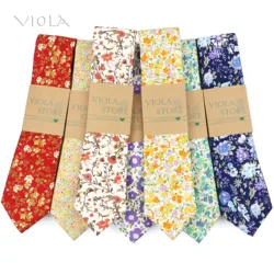 Corbata de algodón con estampado Floral para hombre joven, corbata suave de 6,5 cm, vestido de fiesta de banquete de boda, esmoquin de regalo, accesorio amarillo y morado