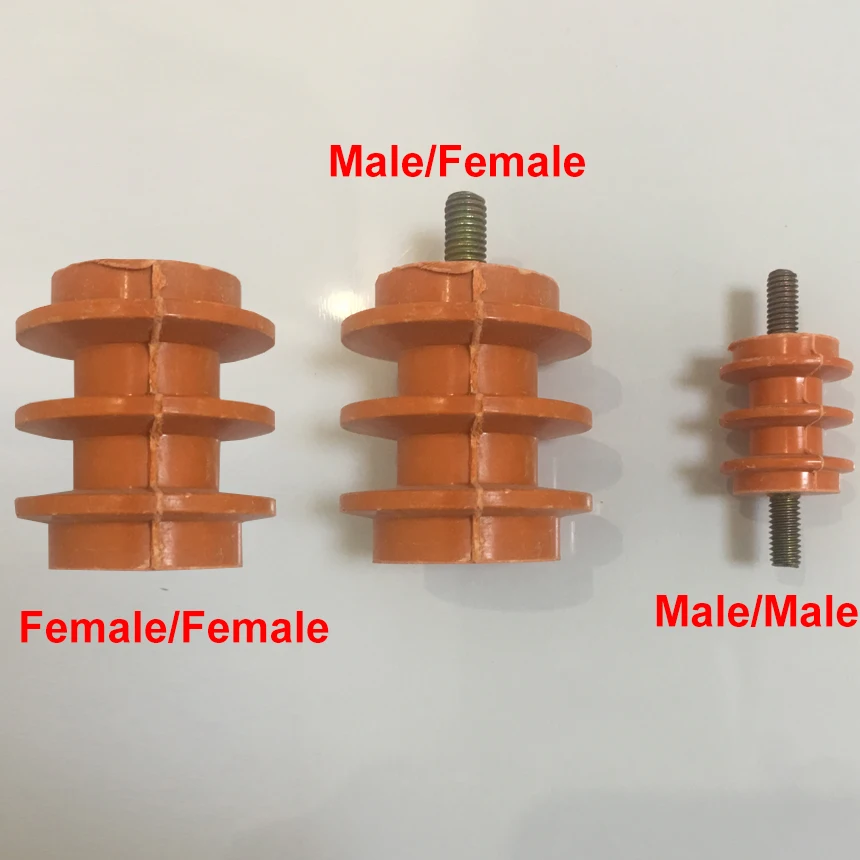 60*60mm 60x60mm M10 M12 Screw Nut Two One Male Female Thread Insulation Connector Supporter Enhanced Resistance Busbar Insulator