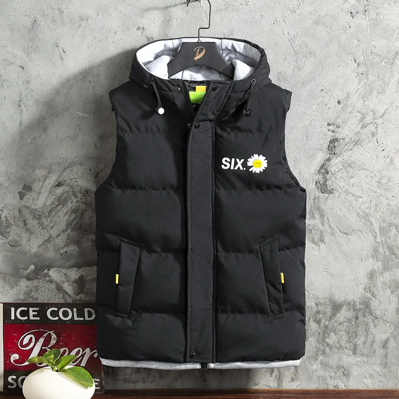 Autumn and winter new hooded down cotton vest for men Korean fashion warm vest thickened cotton jacket jacket for men