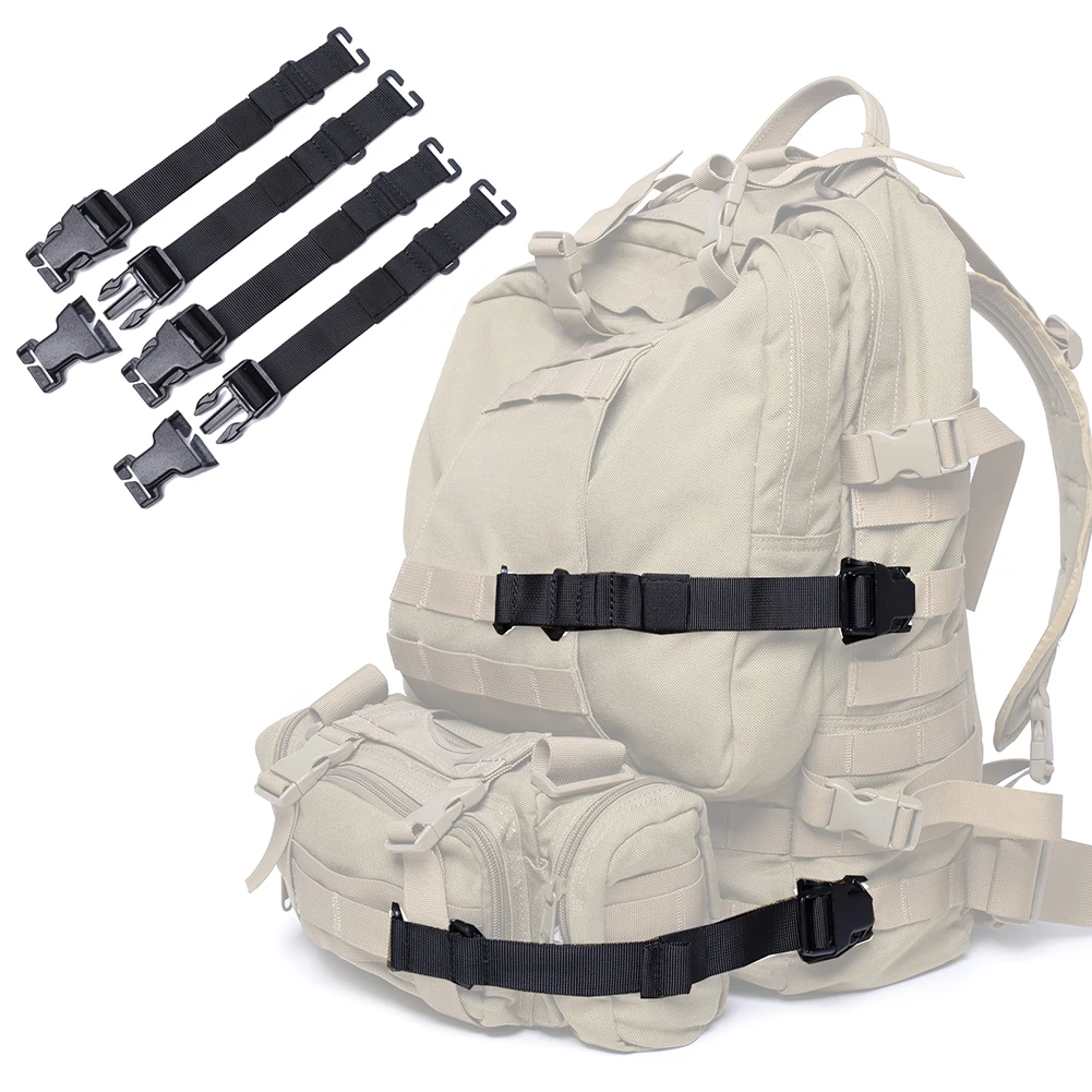 4pcs Molle Straps with Quick Release Buckle Adjustable Short Nylon Lashing Straps for Backpack Tactical Lashings Camping Hunting