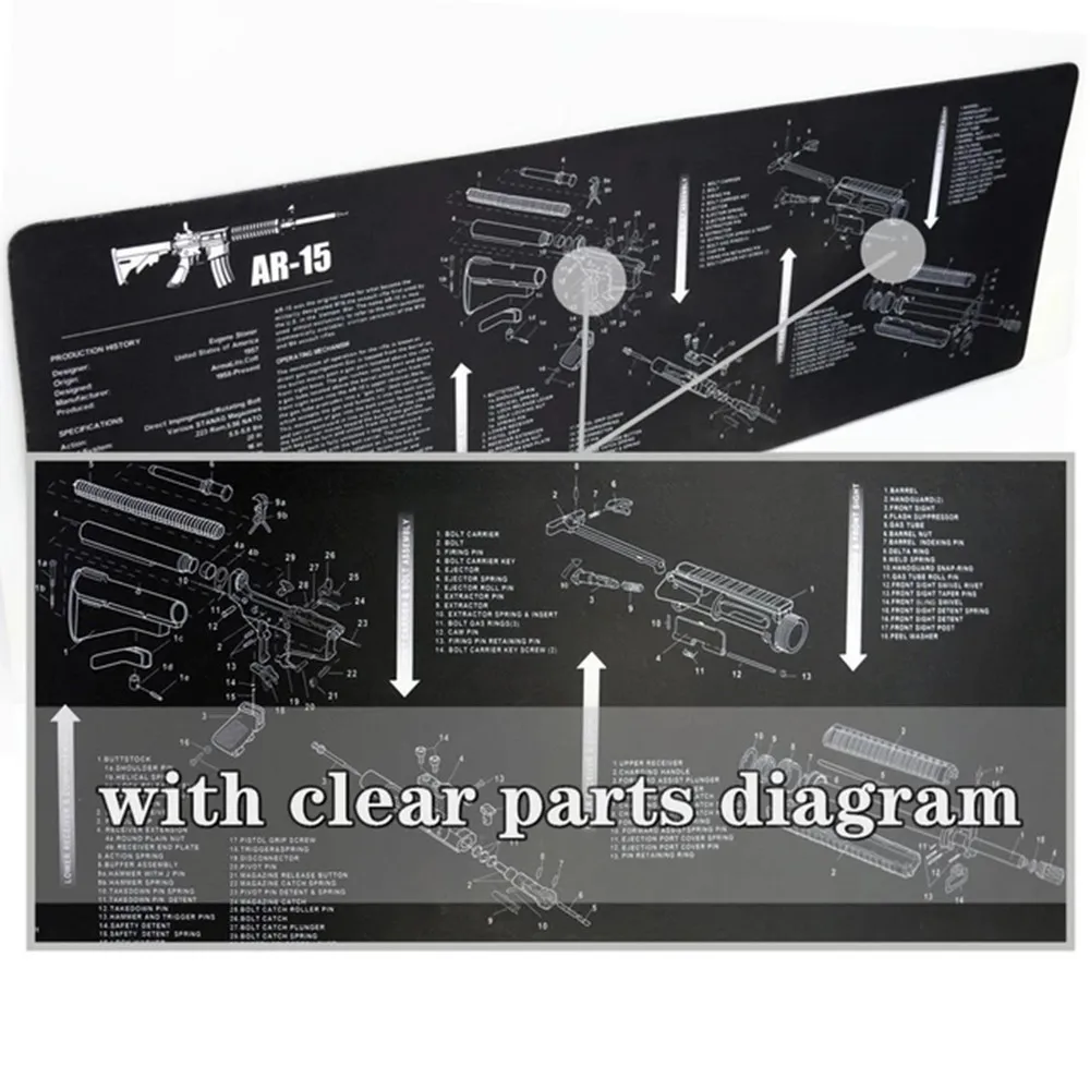 Gun Cleaning Mat for AR15 AK47 Glock 1911 Gunsmith Bench Patches Pads Disassembly Rifle Repair Build Tool Kits Supplies