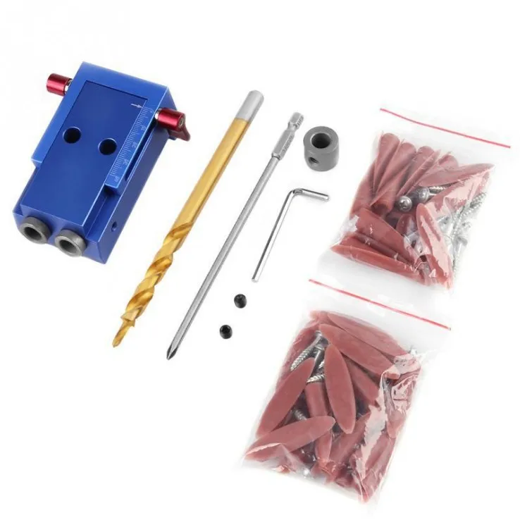 Mini estilo bolso buraco gabarito sistema para trabalho em madeira & marcenaria + passo broca & acessórios conjunto de ferramentas de trabalho em madeira com caixa