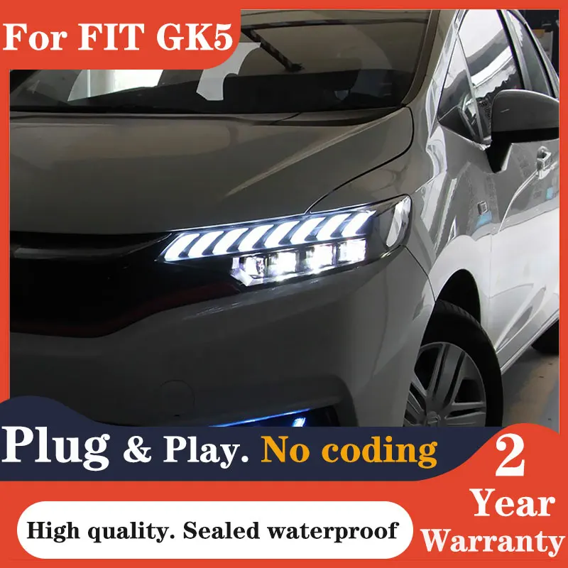 

Car Styling Headlights for Honda FIT JAZZ GK5 LED Headlight 2014-2018 Head Lamp DRL Signal Projector Lens Automotive Accessories