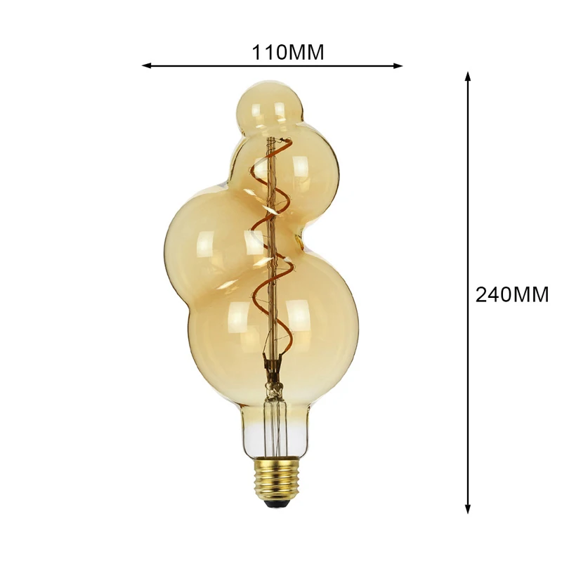 E27 Retro LED Shaped Filament Bulb 4W E27 LED Soft Filament Bubble Light Warm Yellow 220V Decorative Light