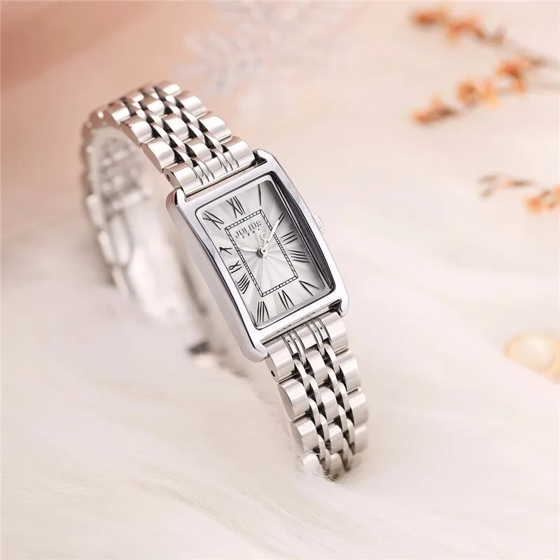 Luxury Classic Women\'s Watch Japan Mov\'t Lady Hours Fine Fashion Stainless Steel Bracelet Clock Girl\'s Cute Gift Julius Box