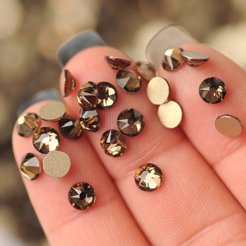 YANRUO 2088NoHF All Sizes Smoked Topaz Flat Back Glass Stones And Crystals Non Hot Fix DIY Strass Crystal Nail Rhinestones