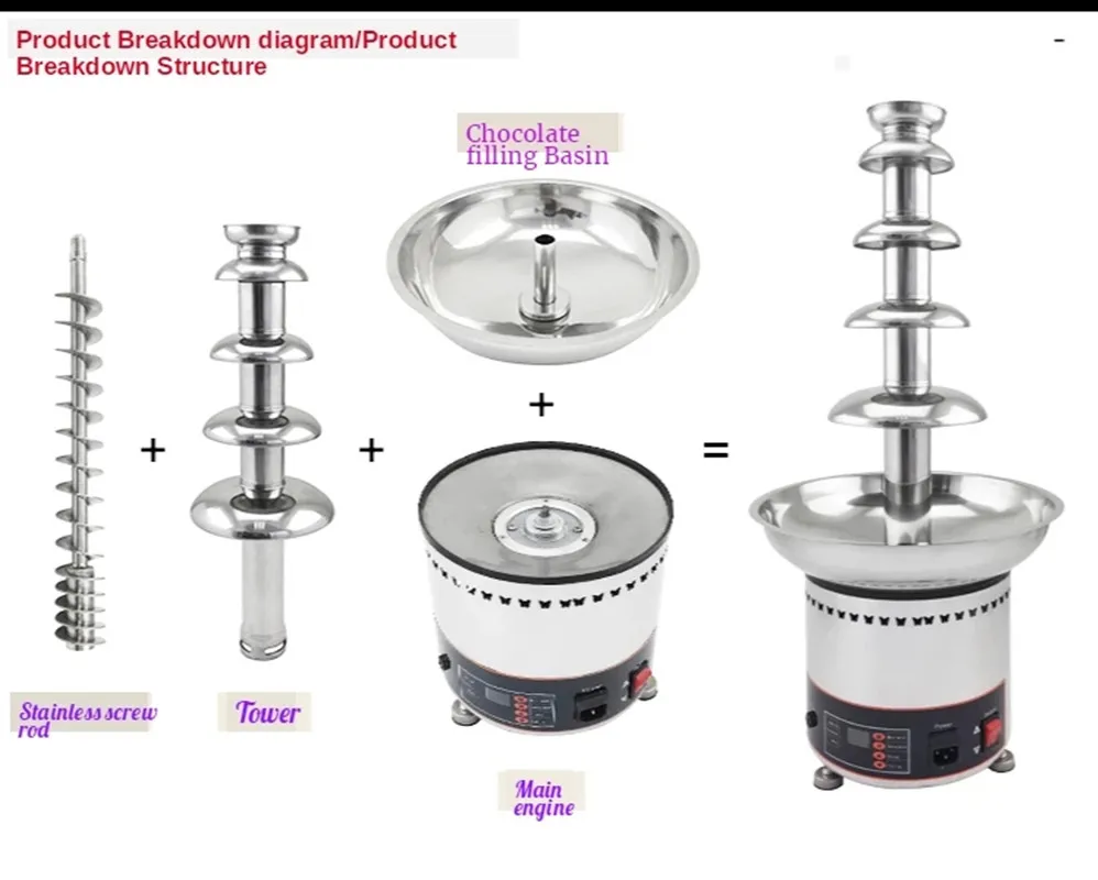 Machine à fontaine de chocolat automatique commerciale, marmite chaude, fête, banquet de mariage, cascade, 5 couches, 110V, 220V
