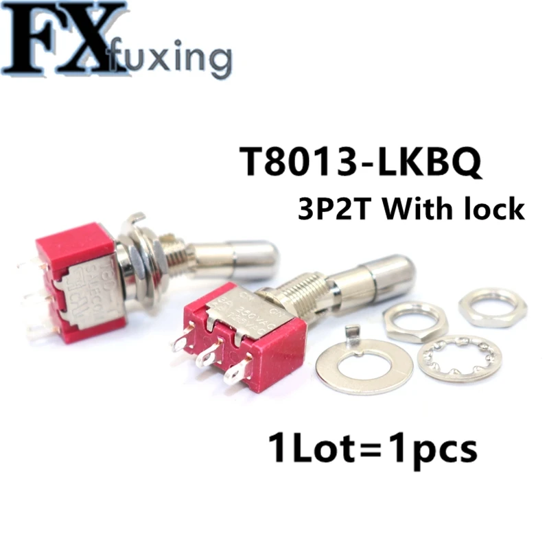 1PCS SH T8013-LKBQ Locking Lever 3Pin 2Position ON-ON SPDT Toggle Switch Rocker Switch T8013 6mm 3A/250VAC Self Locking T80-T