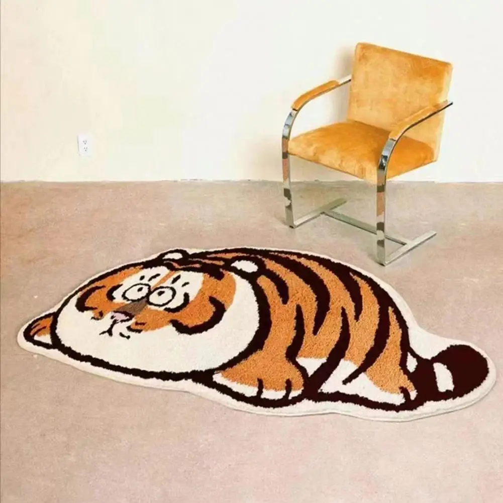 Adorable Tiger Pattern Carpet Cute Soft Plush Door Mat for Daily Use