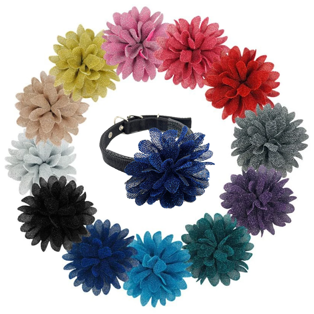 50pcs Dog Accessories Dog Collar Flower Charms Removable Collar Accessories Sliding Dog Bow Tie Small Dog Grooming Accessories