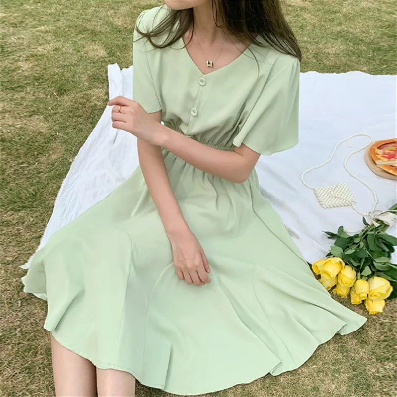 

New New Summer Dress Girls Boho Party Chiffon Female Vintage Dress Sleeve Women Dresses Robe Vestido