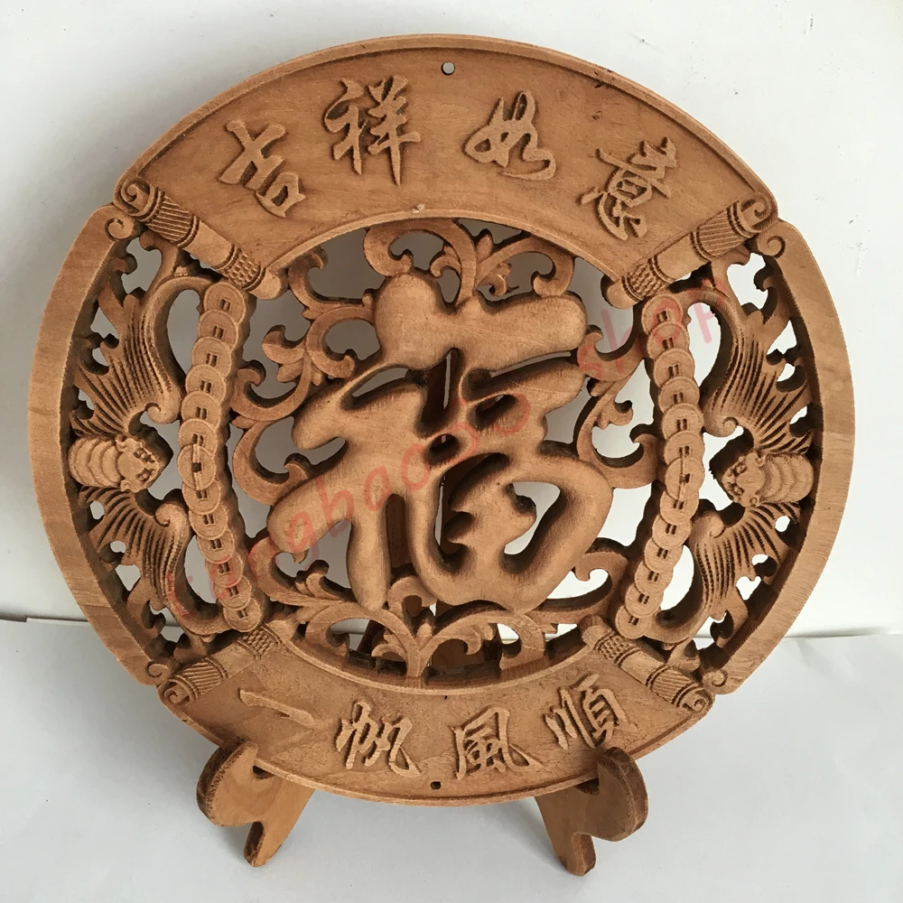 26.8cm ancient wood carving  Camphor wood hollow solid wood craft gift decoration