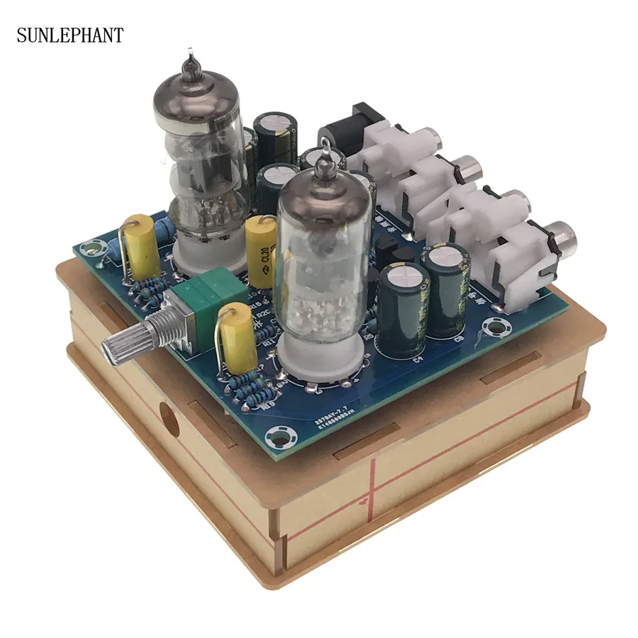 Tube 6J1 Preamp Board Module Preamplifier Kit DIY + Acrylic DIY Case Cover Shell for 6J1
