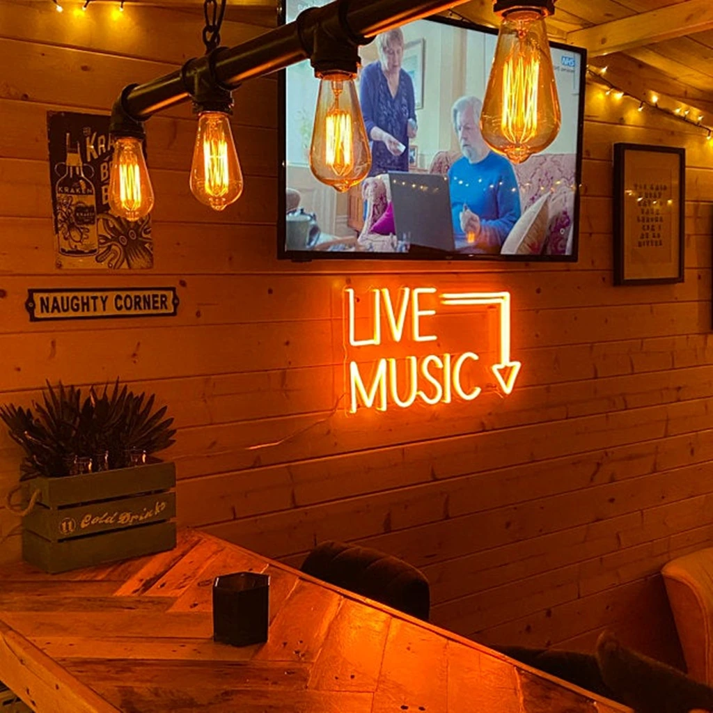 custom neon sign Live Music LED Flex Neon Bar and Beer Sign Shop Beer Bar Pub Man Cave Business Glass Neon Lamp Light